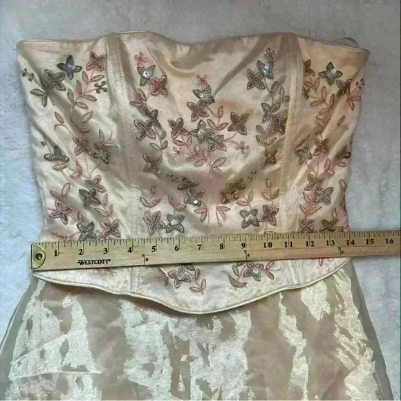Vintage Fairycore Princess Coquette Embroidered Corset Prom Dress 8 Made In USA - Picture 3 of 15